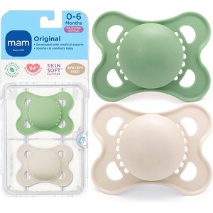 image:imageMAM Original Baby Pacifier 06 Mths Skin Soft Silicone Nipple 2 PackGreen  Beige