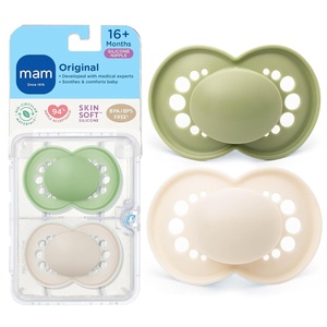 image:imageMAM Original Baby Pacifier 16 Mths Skin Soft Silicone Nipple 4 PackPeppermint GreenCotton