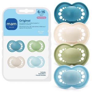image:imageMAM Original Baby Pacifier 616 Mths Skin Soft Silicone Nipple 4 PackBlue TealBlue SkyLinenPeppermint Green
