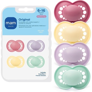 image:imageMAM Original Baby Pacifier 616 Mths Skin Soft Silicone Nipple 4 PackPurple  Pink  Yellow  Mint