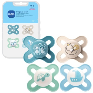 image:imageMAM Original Start Baby Pacifiers 03 Mths Skin Soft Silicone 2 PackBlue TealCottonPale MintBlue Sky